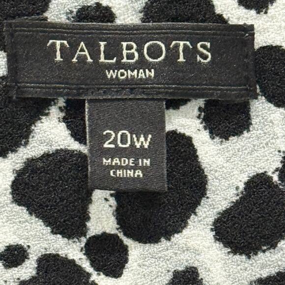Talbots Dress 20W Knee Length Black White Animal Print Shift Back Zip Career - Picture 9 of 11